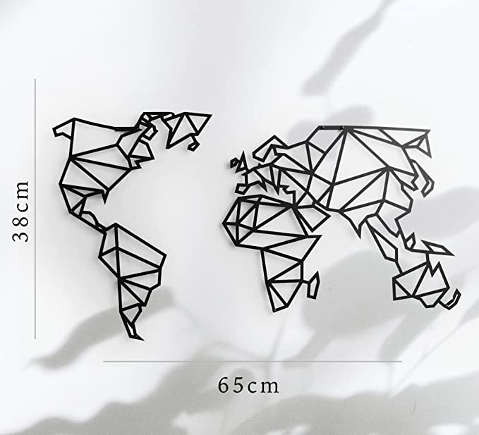 Mappa Mondo XL MINIMAL in ACCIAIO NERO - Made in Europe