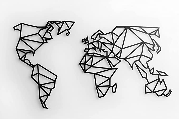 Mappa Mondo XL MINIMAL in ACCIAIO NERO - Made in Europe