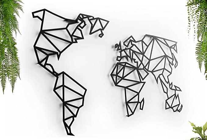 Mappa Mondo XL MINIMAL in ACCIAIO NERO - Made in Europe